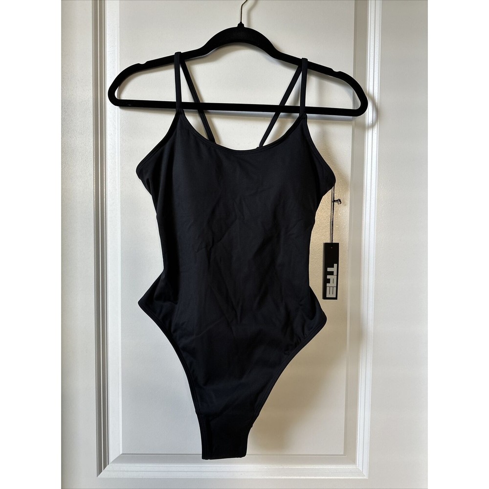 TA3 LACEY Black Mega Sculpting One Piece Swim Suit Medium Short NWT